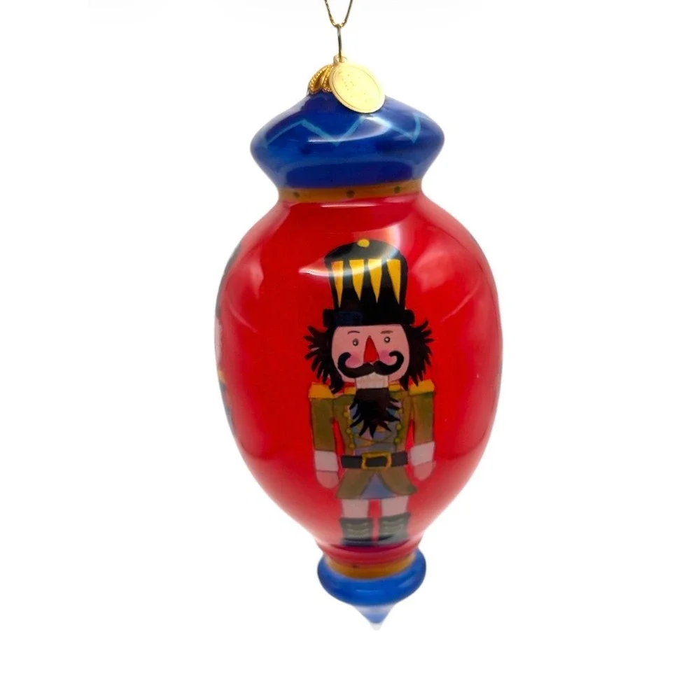 2014 Pier 1 Li Bien Inside Art Glass Nutcracker Christmas Ornament Hand Painted